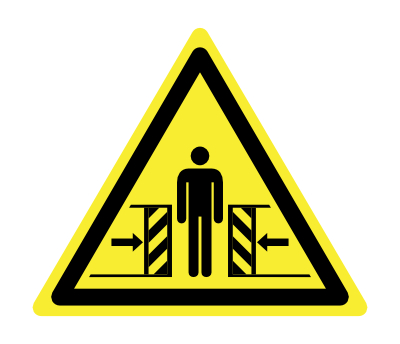 W019 Waarschuwingsvloersticker beknellingsgevaar gevaar voor beknelling klem en knel vloersticker NEN 7010
