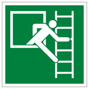 vluchtraam met ladder rechts bord bordjes NEN 7010 E016 pictogram