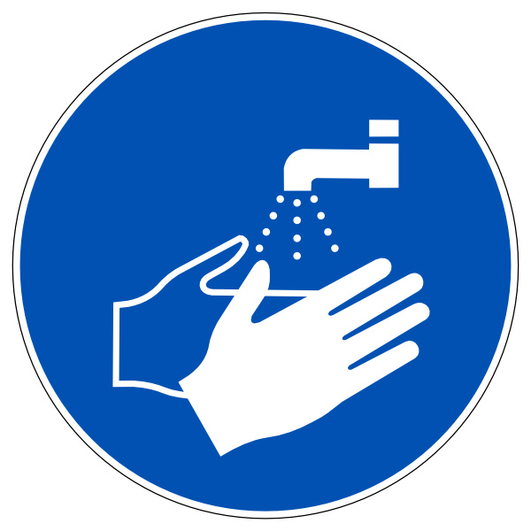 Handen wassen handschoenen verplicht bord M011 NEN 7010 gebodsbord