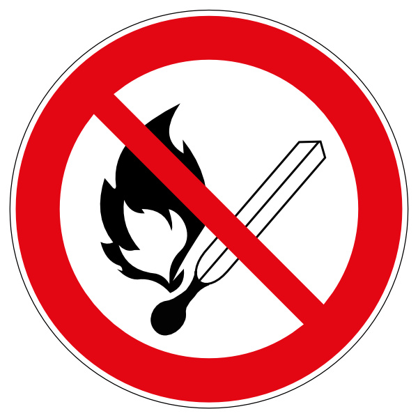 vuur, open vlam en roken verboden bord NEN 7010 P003
