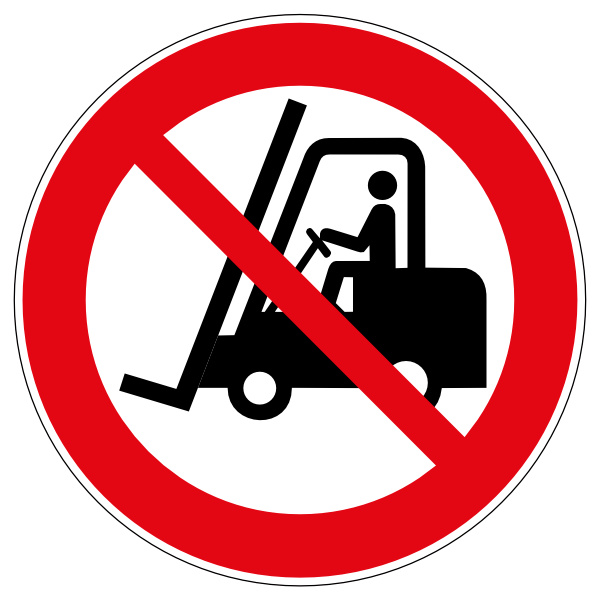 verboden voor heftrucks en andere industriele voertuigen, heftruck verbdosbord NEN 7010 P006