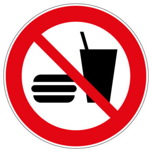 eten en drinken verboden bord, verboden te eten en te drinken bord, eten en drinken verbodsbord NEN 7010 P022