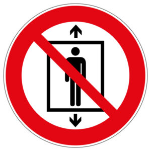 lift niet gebruiken bord, lift niet voor personen bord, lift door personen niet gebruiken bord NEN 7010 P027