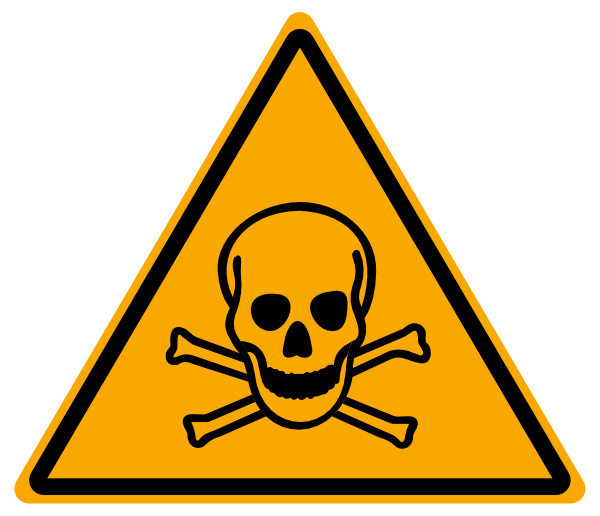 W016 giftige stoffen gevaar bord, waarschuwingsbord giftige stoffen NEN 7010