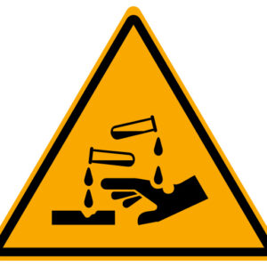 W023 bijtende stoffen gevaar bord, waarschuwingsbrod bijtende stoffen NEN 7010