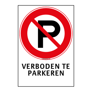 verboden te parkeren met tekst bord
