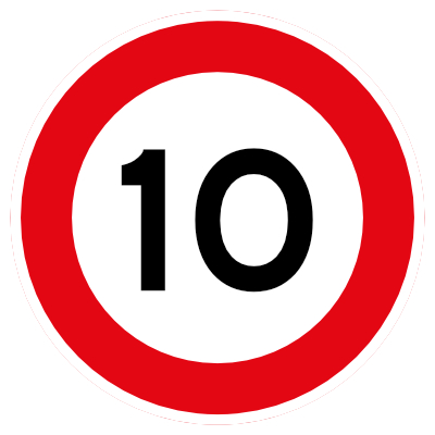 Maximale snelheid 10 km vloersticker verbod
